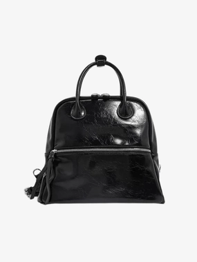 Functional Carry Nyx | Glossy Black Leather Backpack ?C Bold & Timeless