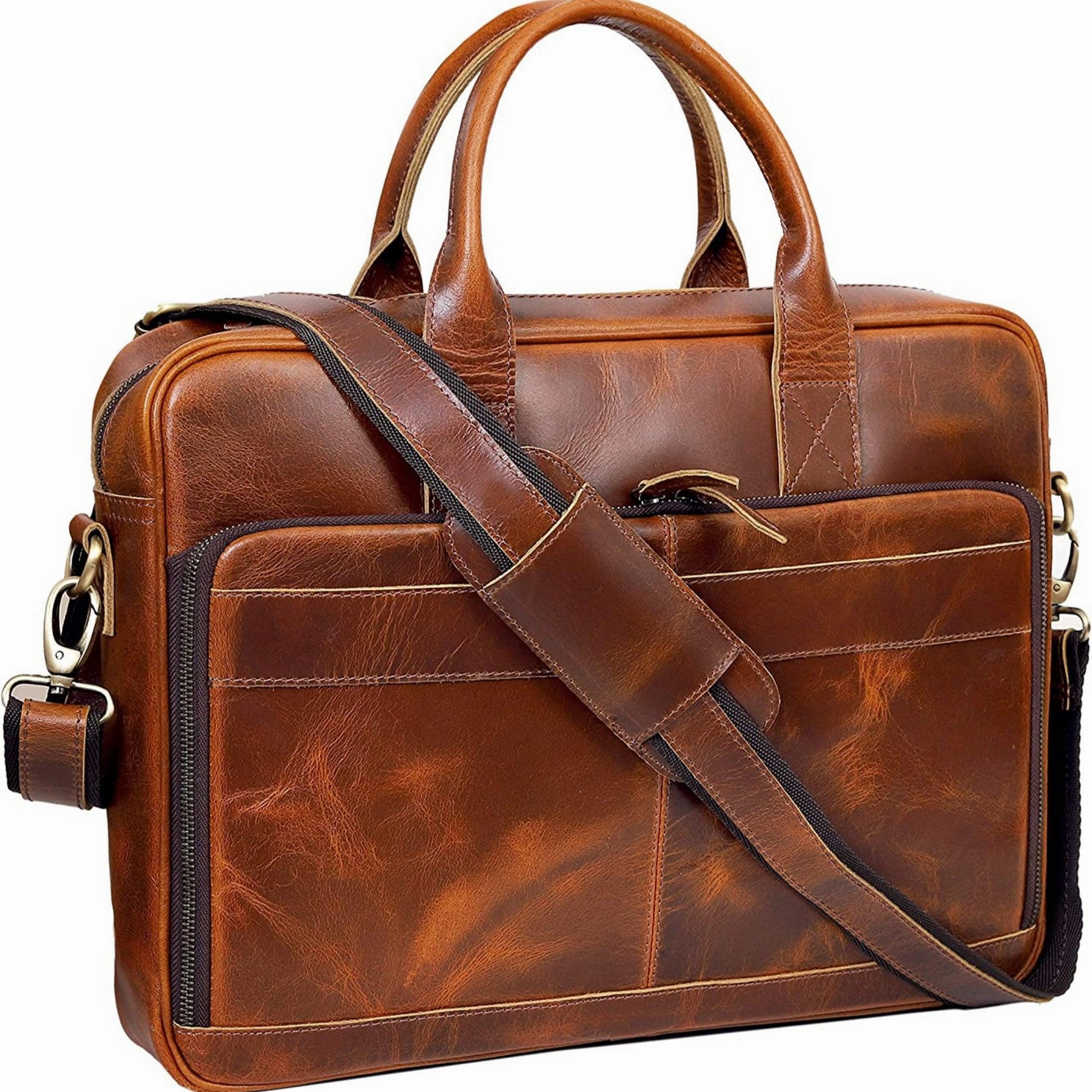 Ideal for those who appreciate a clean and sleek aesthetic Adventure Utility 18-Inch Buffalo Leather Briefcase for Men and Women ?C Laptop Messenger Bag for Work, College & Travel