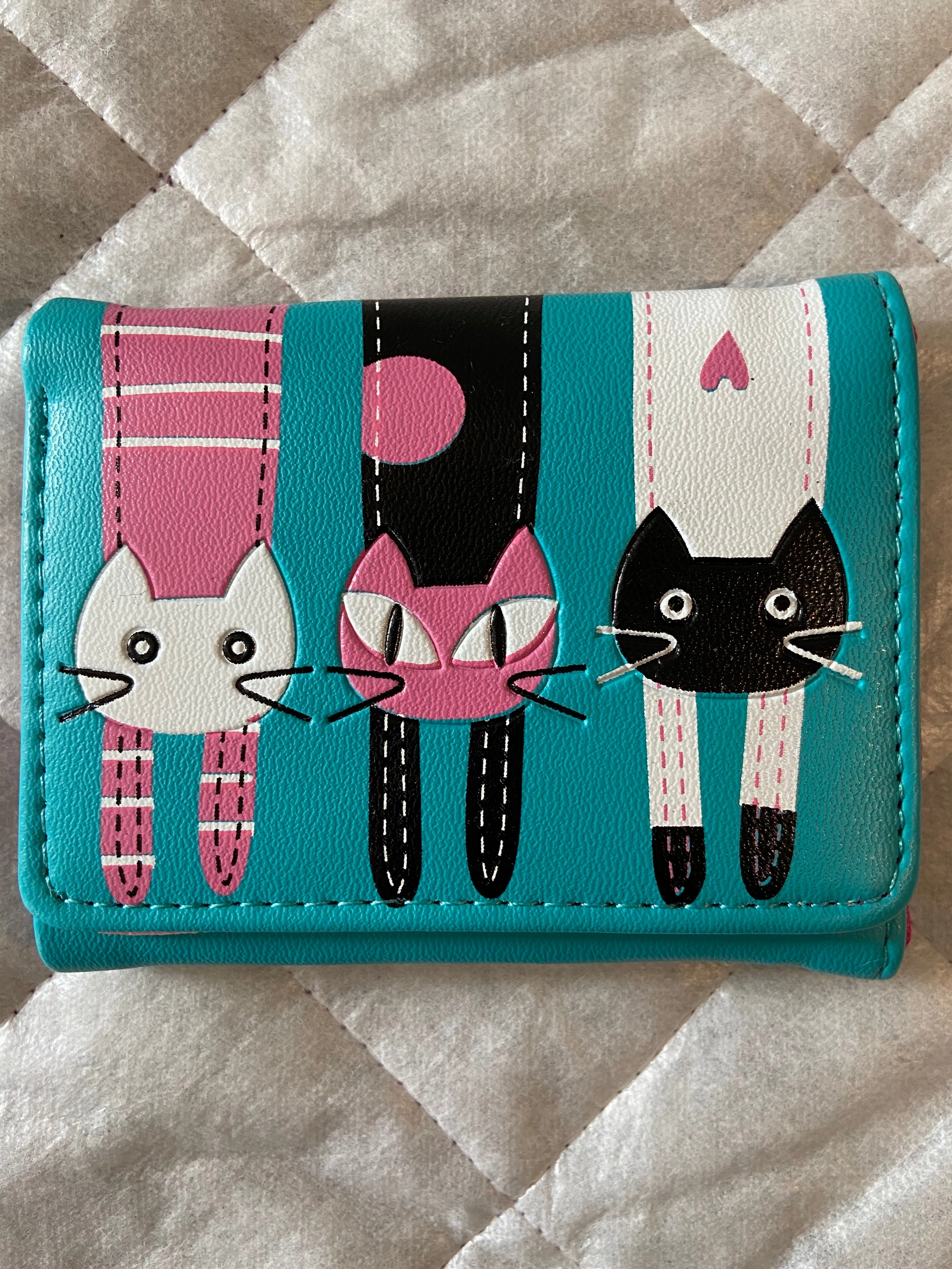 Wallet - Stretching Kitties - Small Compact accessory Functional Lifestyle