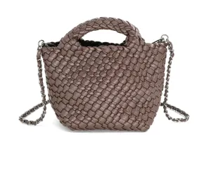 Emaline Brown Mini Tote BC Bag with Braided Strap Delicate Texture