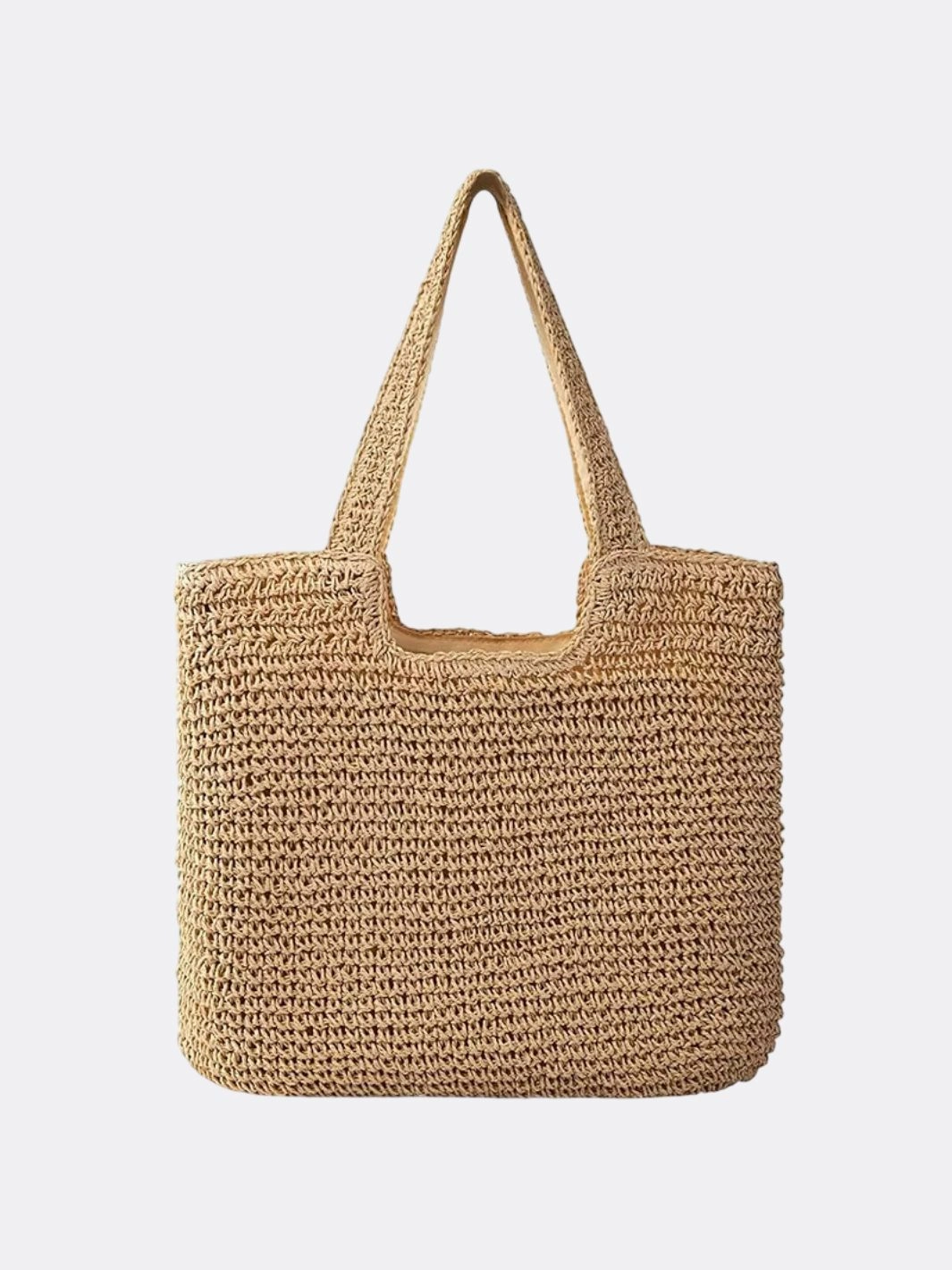 Work Look Square Woven Tote Bag ?C Minimalist Handcrafted Shoulder Bag