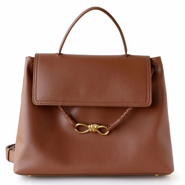Ella Structured Flap Handbag - Elegant Top Handle with Knot Detail Daytime Look