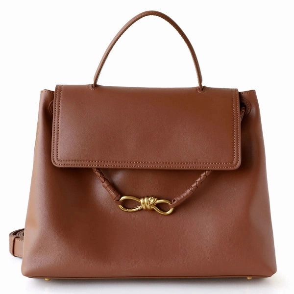 Minimalist Comfort Trendy Gear Ella Structured Flap Handbag - Elegant Top Handle with Knot Detail