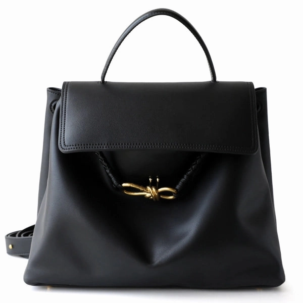 Compact evening clutch Simple Aesthetic Ella Structured Flap Handbag - Elegant Top Handle with Knot Detail