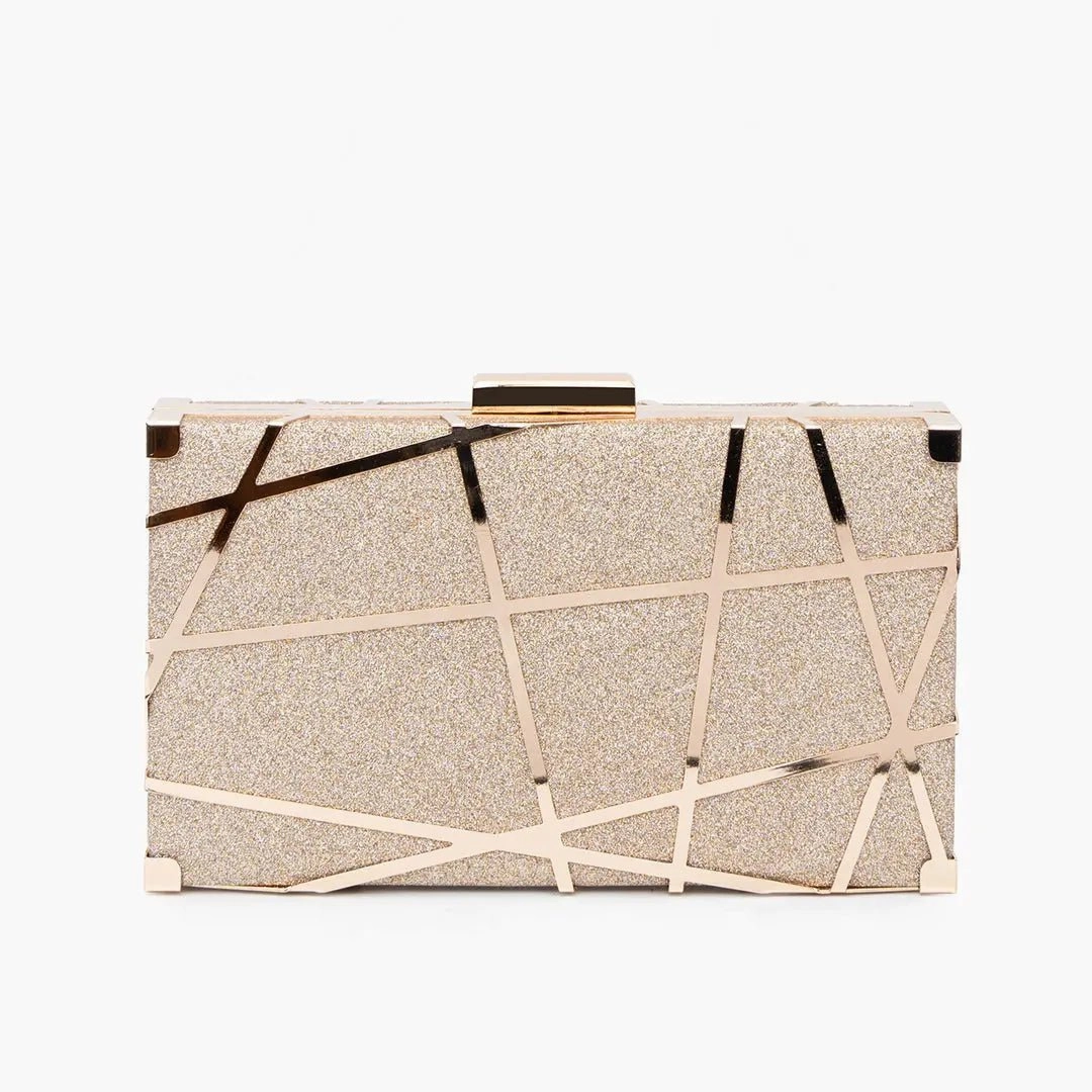 Zara | Gold Geometric Metallic Evening Clutch ?C Modern Chic Modern Harmony