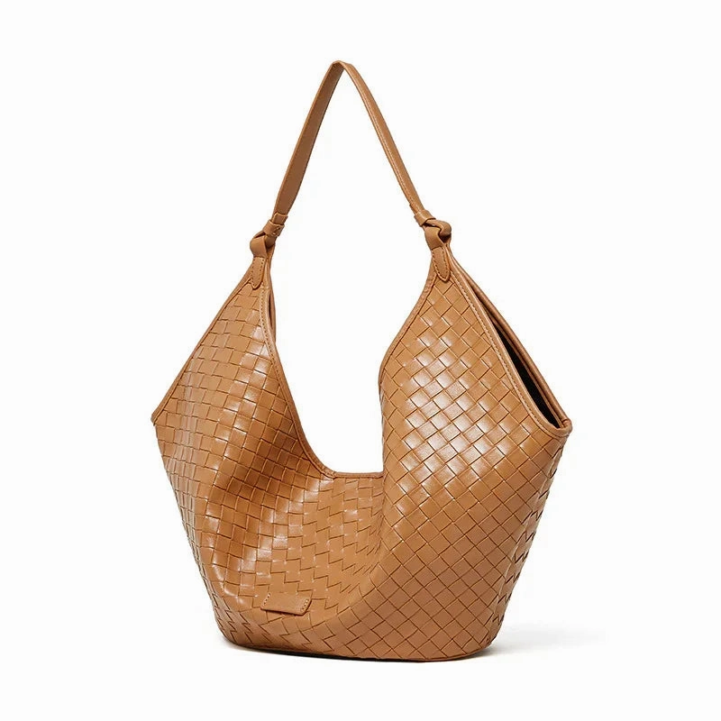 Large Woven Leather Tote Bag, Hobo Bag for Women ?C Soft Genuine Leather Shoulder Bag, Summer 2025 Fashion Handbag for Work, Travel & Daily Use Trendy Lifestyle Comfort Gear