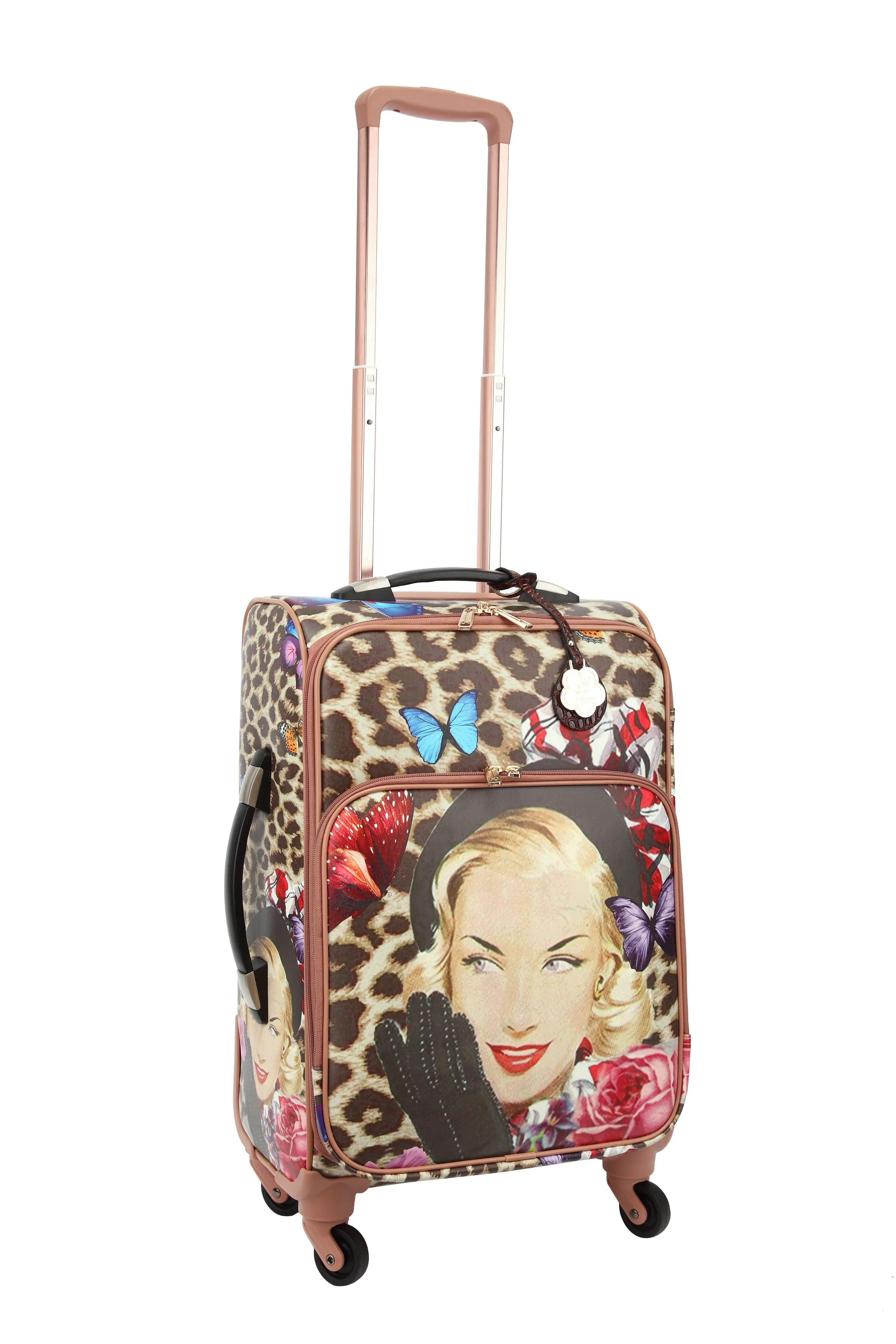 Leopard Vintage Carry on Luggage with Spinner Wheels Stylish Evening Casual Companion