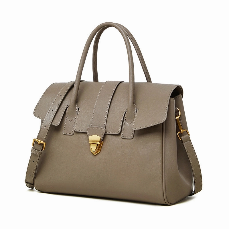 Study Essentials Simple Fashion Structured Leather Tote ?C Elegant Top Handle Work Bag