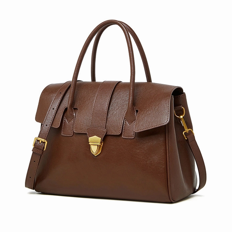Structured Leather Tote ?C Elegant Top Handle Work Bag Sophisticated Lifestyle