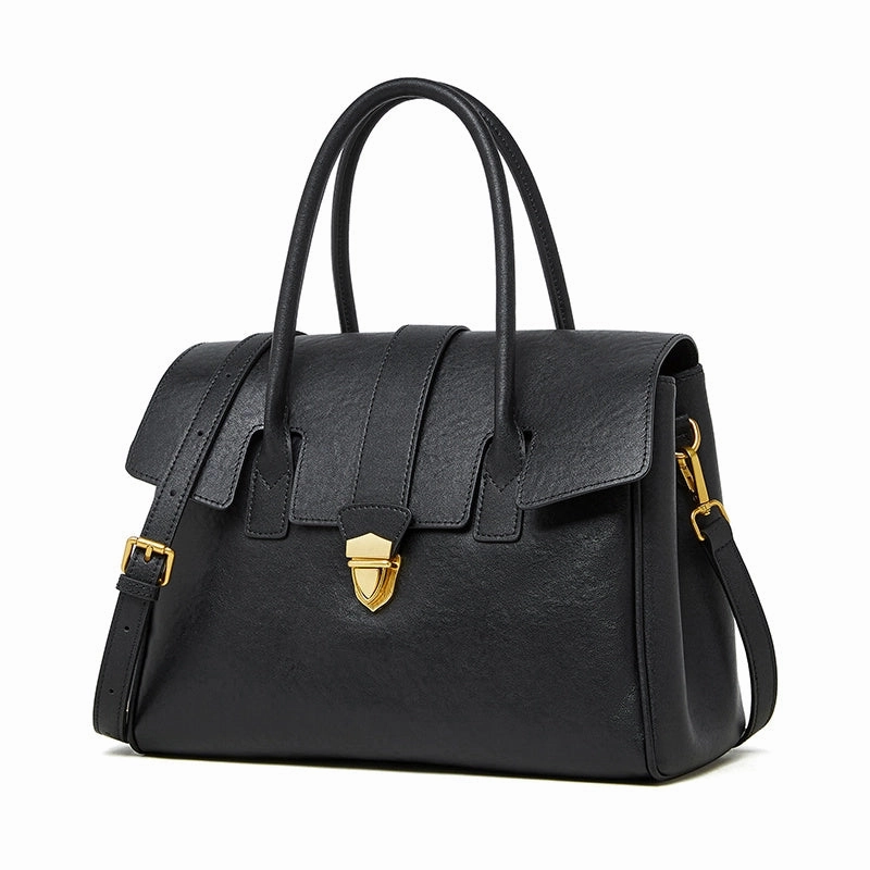Structured Leather Tote ?C Elegant Top Handle Work Bag Functional Everyday Outdoor Utility