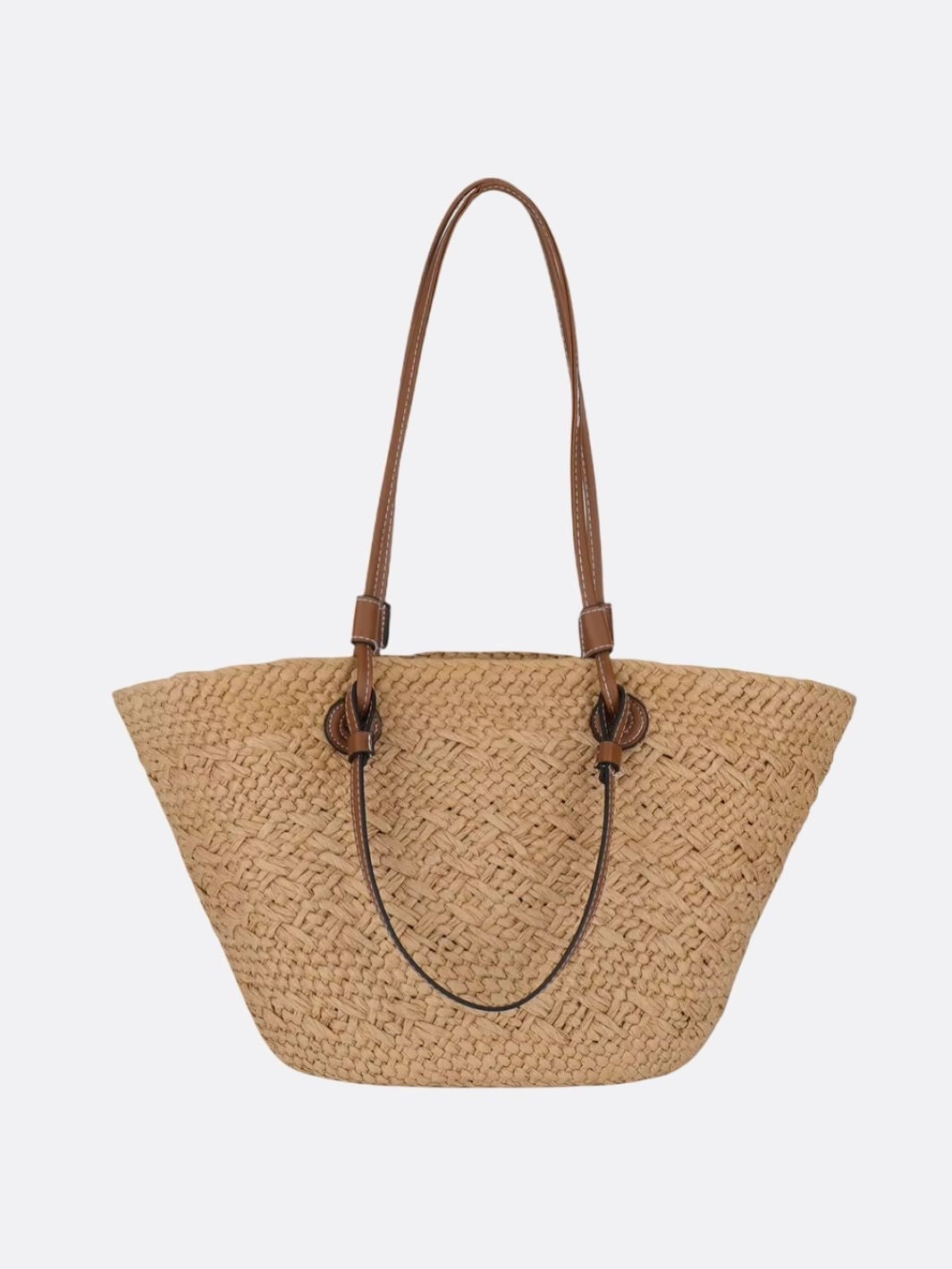 Structured Woven Tote Bag with Faux Leather Handles ?C Elegant Summer Shopper Casual Vibe