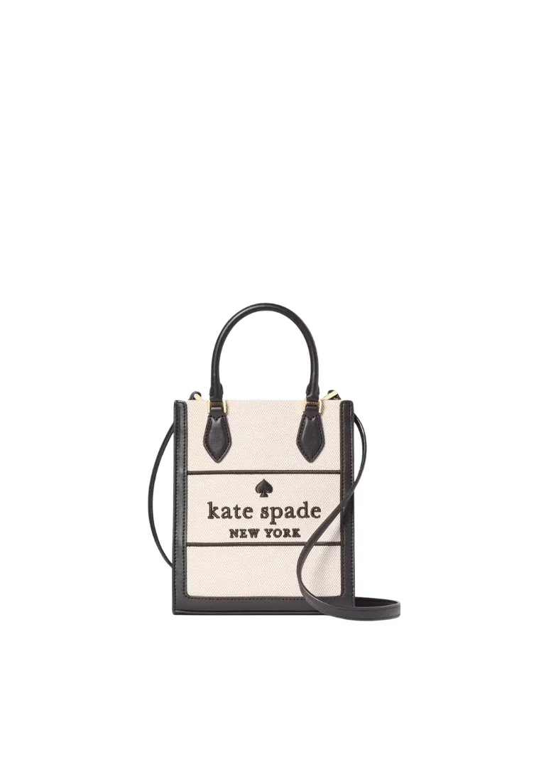 Well-designed compartments help you keep your items sorted Stylish Urban Life Kate Spade Ellie Canvas Mini Tote Bag In Black Multi KK235