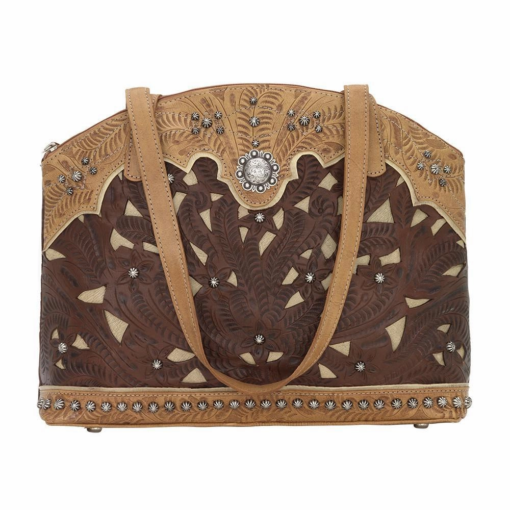American West Handbag Annie's Secret Collection: Concealed Carry Leather Half Moon Tote Functional Elegance Smart Craft