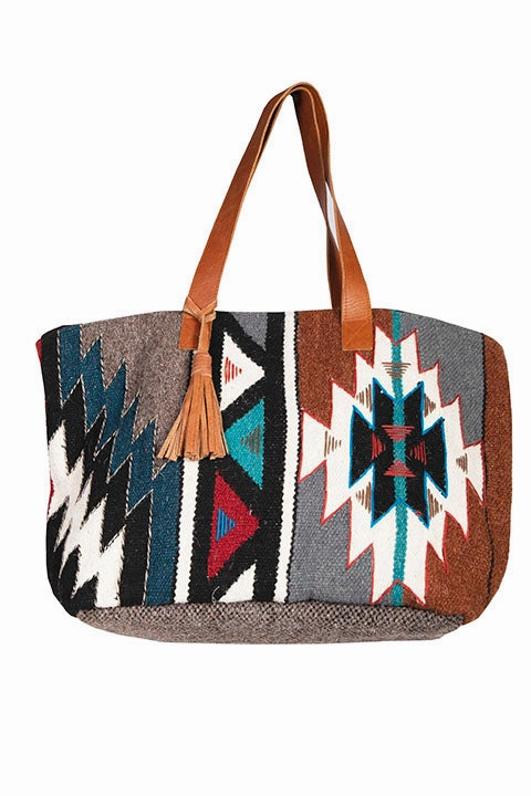 Western Shoulder Tote Wool Serape Print Functional Gear
