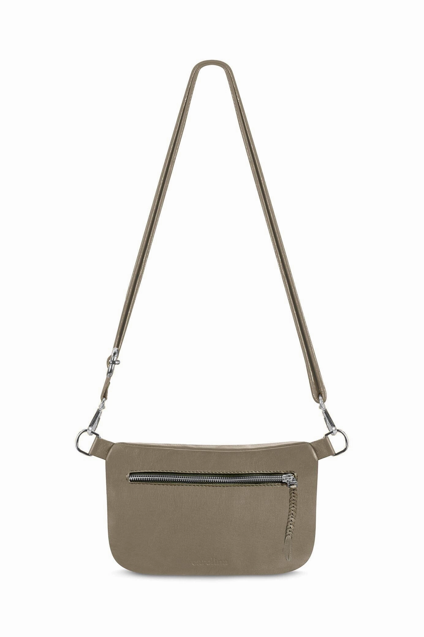 Modern Everyday Ramona Leather Handbag Khaki with Pocket