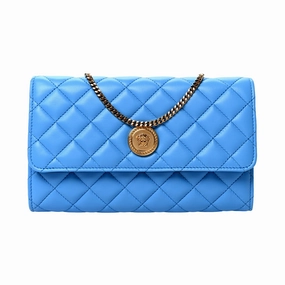 Durable everyday bag Casual Fashion Versace La Medusa Blue Quilted Lamb Leather Crossbody Clutch Bag