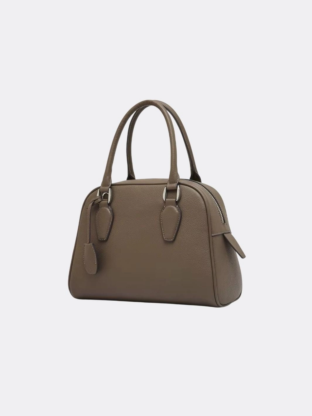 Comfort Style Classic Structured Handbag ?C Taupe Leather-Look Top Handle Satchel