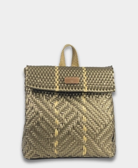 Student Supplies Maria Victoria | Glimmer Golden BK | Upcycled, Handwoven, Backpack