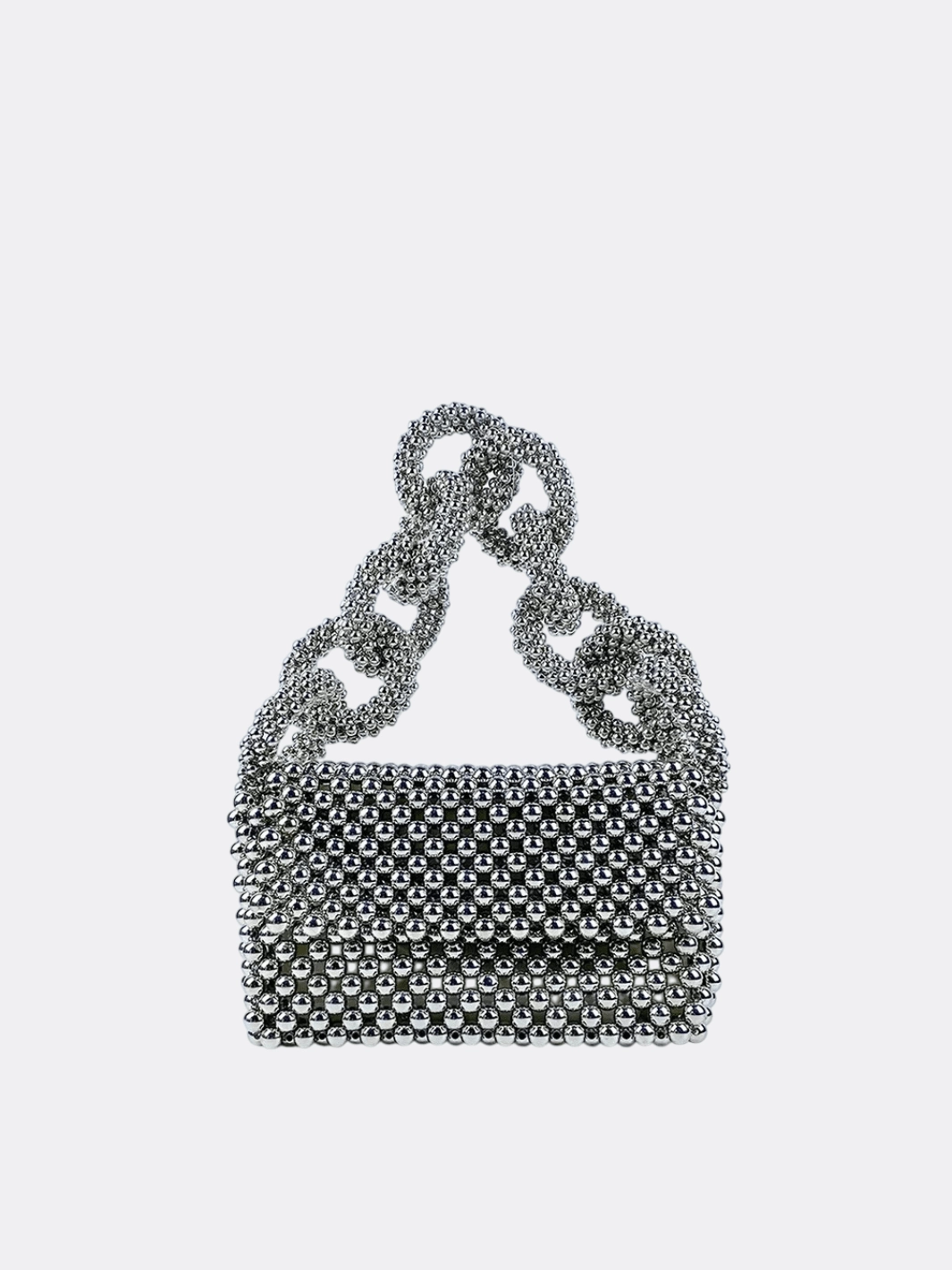 Practical Organizer Travel Friendly Metallic Beaded Evening Bag ?C Statement Chain Handle Clutch