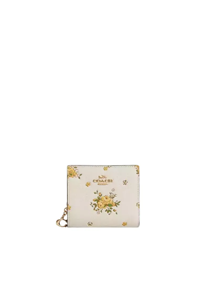 Coach Snap Wallet With Floral Print In Chalk Multi Cap15 Casual accessory