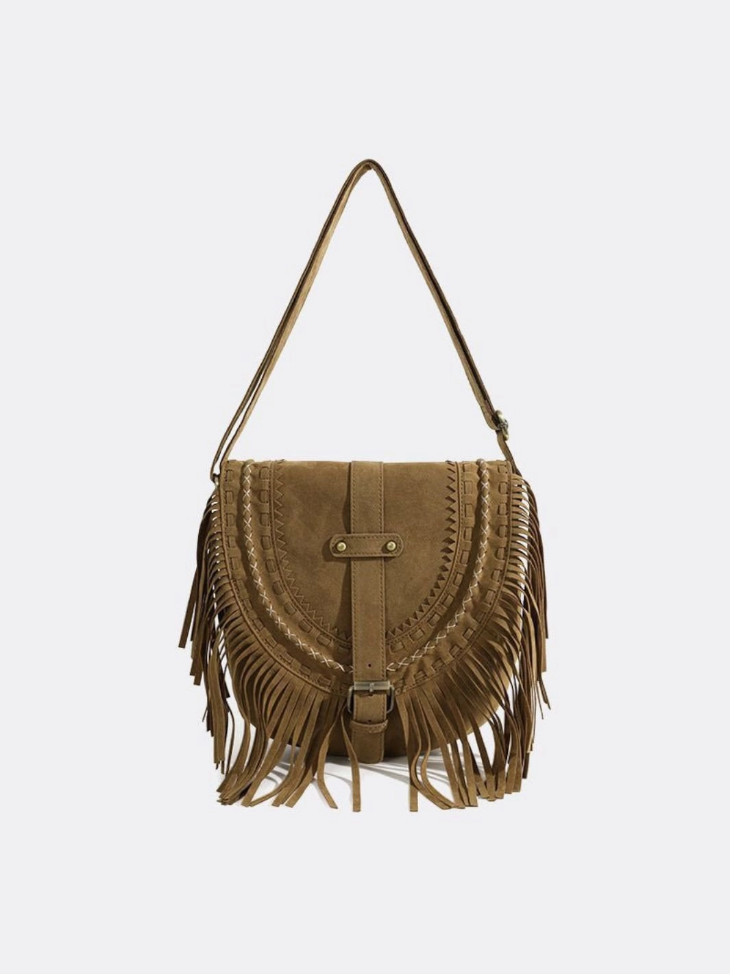 Casual Outfitters Suede Fringe Shoulder Bag ?C Boho Crossbody Saddle Bag