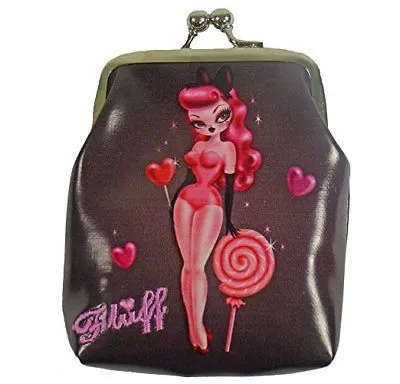 Sugar Dolls Pinup Kiss Lock Coin Purse by Fluff Casual Choice Trendy Utility
