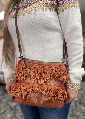 detailed craft Sunset Fringe Canvas Handbag