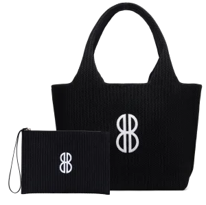 Holiday Day Large Pocket Sutton City Tote - Black Stripe Monogram - Large