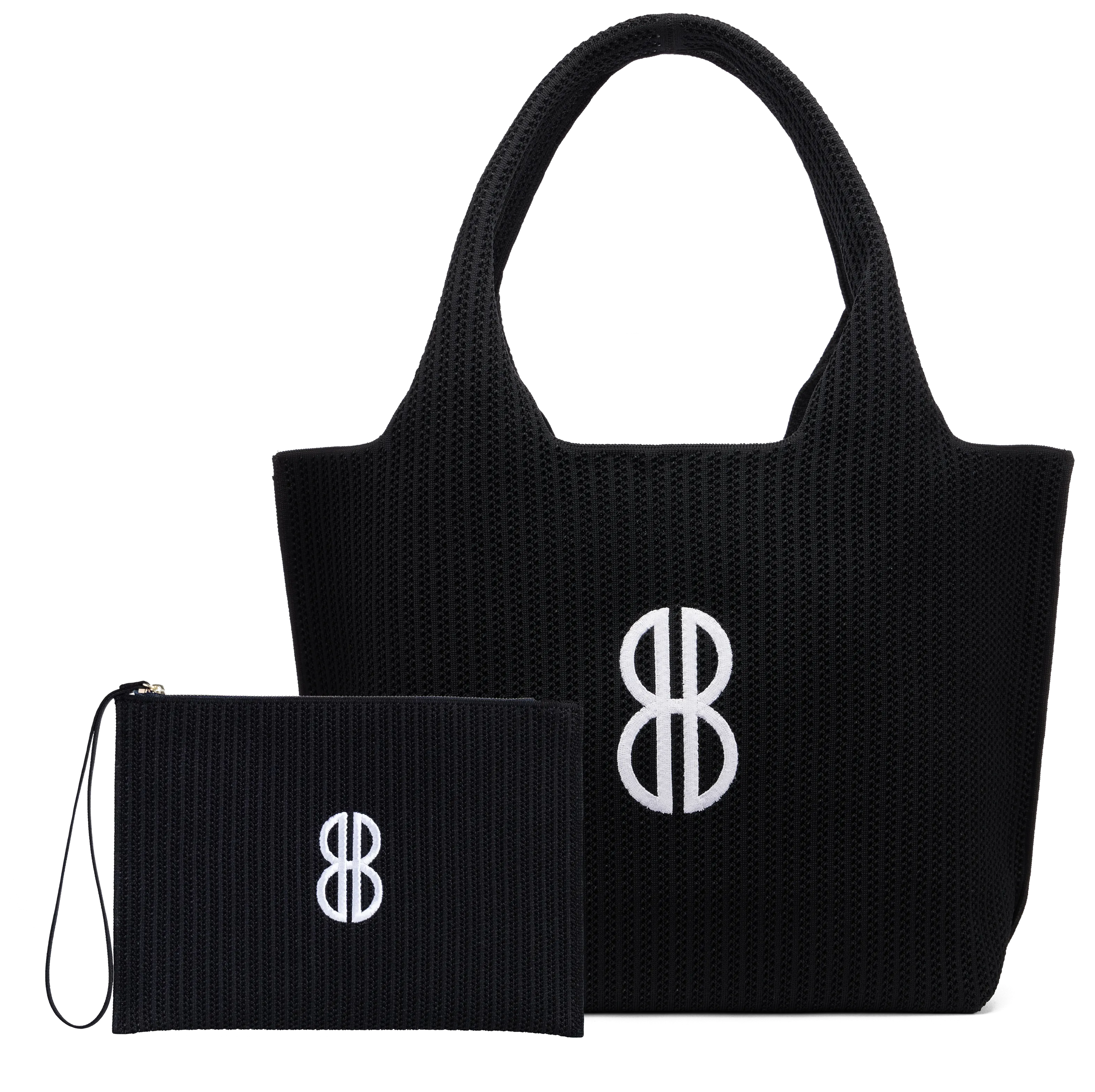 Holiday Day Large Pocket Sutton City Tote - Black Stripe Monogram - Large
