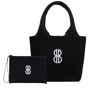 Sutton City Tote - Black Stripe Monogram - Medium All Purpose