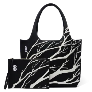 Sutton City Tote - Black Tree Branches with pouch - Large Comfy Feel