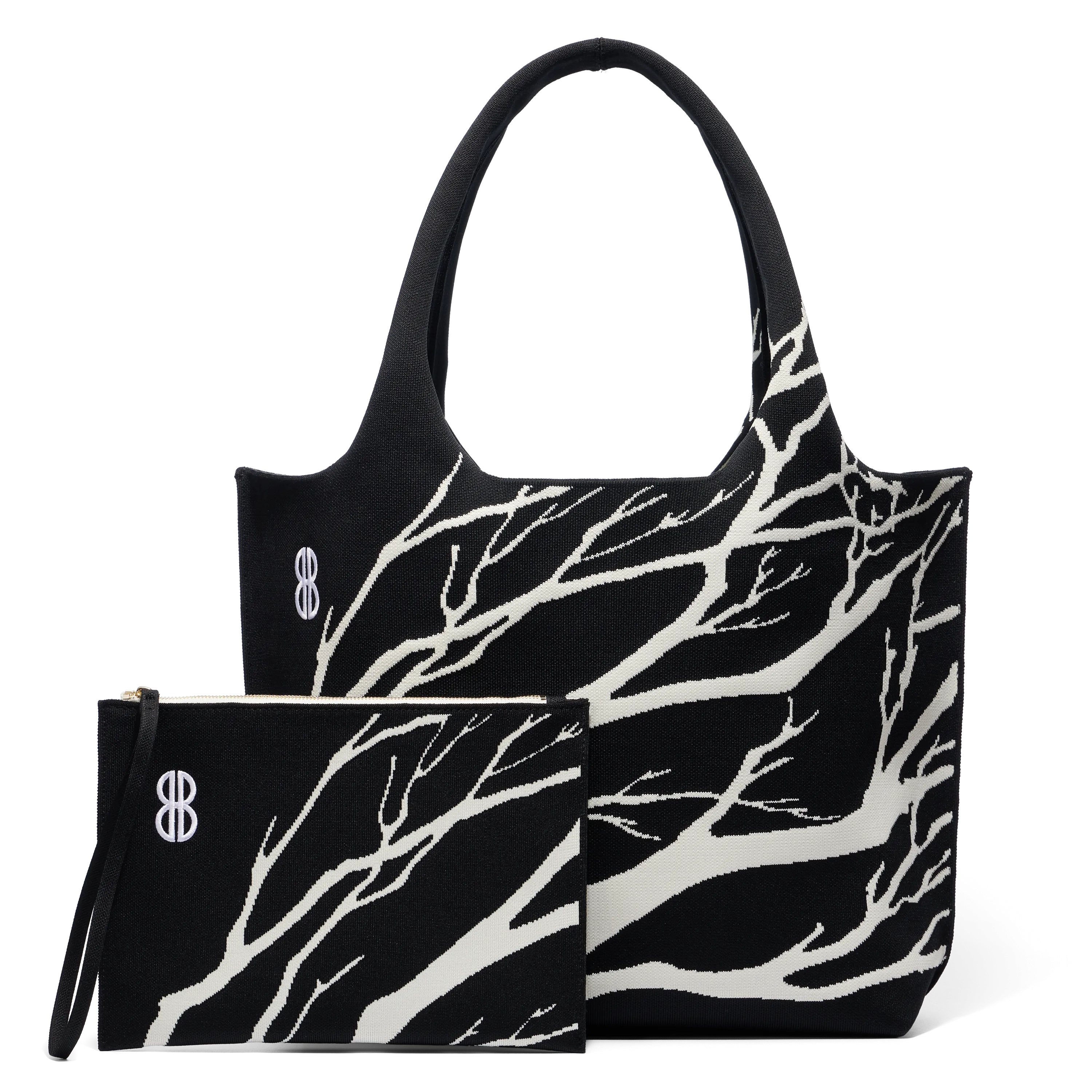 Sutton City Tote - Black Tree Branches with pouch - Large Comfy Feel