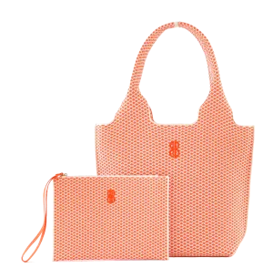 Durable Fabric Fashion Utility Sutton City Tote - Orange Diamond - Medium