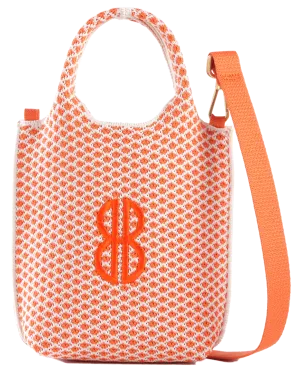 Sutton City Tote - Orange Diamond - Mini Woven Design