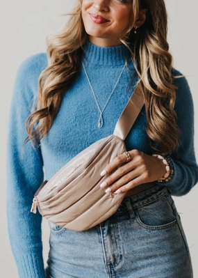 Elegant Structure Taupe Puffer Bum Bag