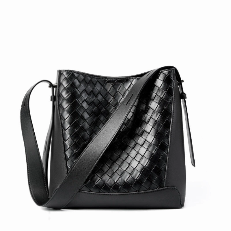 Tauriel | Black Woven Leather Crossbody Bag ?C Sleek & Timeless Design Fashion Texture Compact Utility