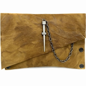 Tawny Crinkled Dagger Clutch Classic Piece