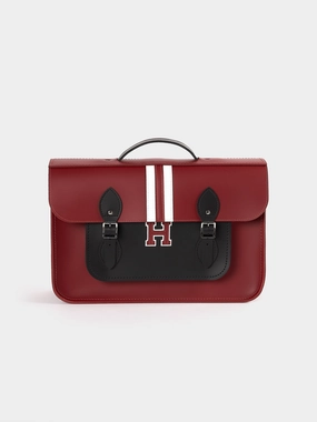 Work Travel The 15 Inch Batchel - Red with Harvard Stripe