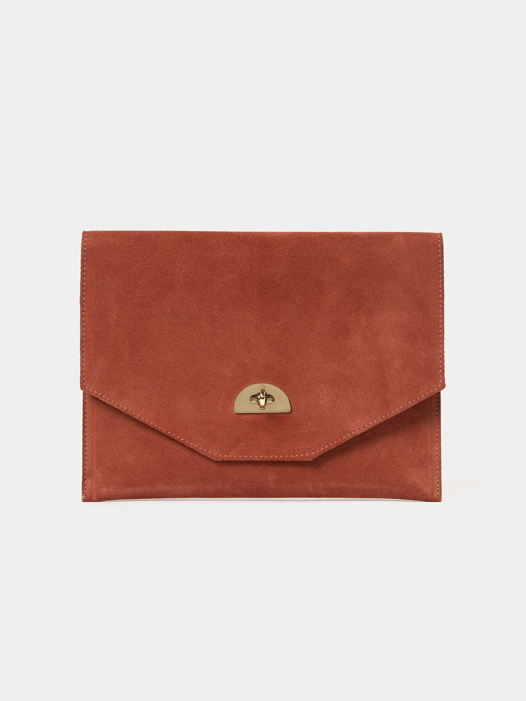 The Twist Lock Pouch - Cinnamon with Suede Contemporary Look