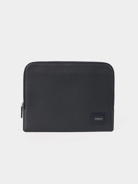 Document Safety The Zipped Folio - Ink Calf Grain