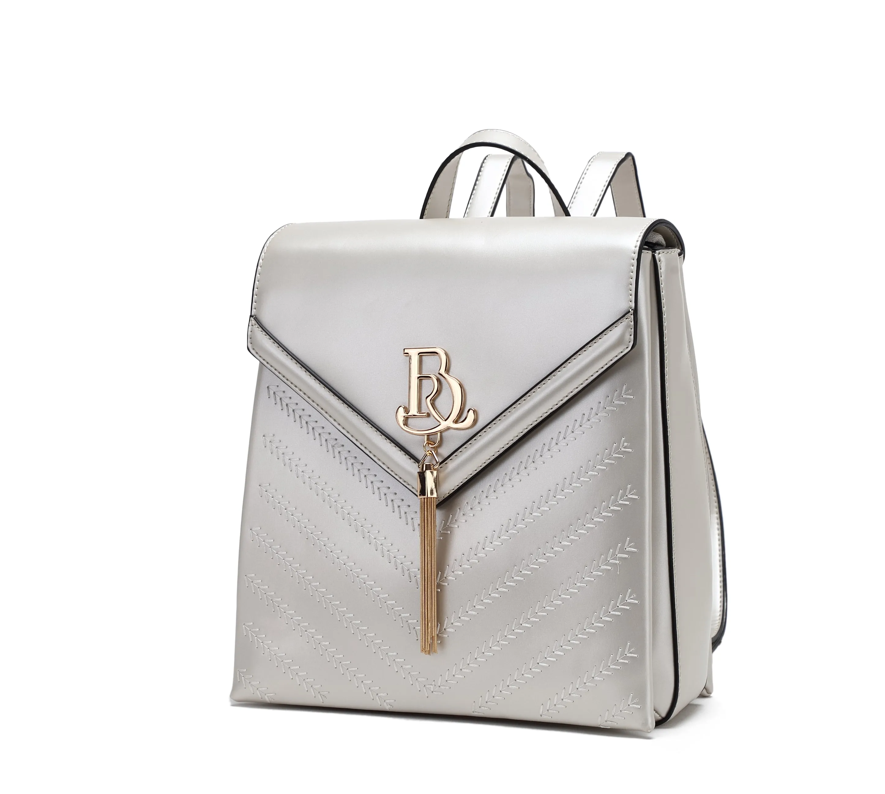 Brangio Elegant Embossed Backpack with Tassel Charm Chic Appearance Elegant Simplicity