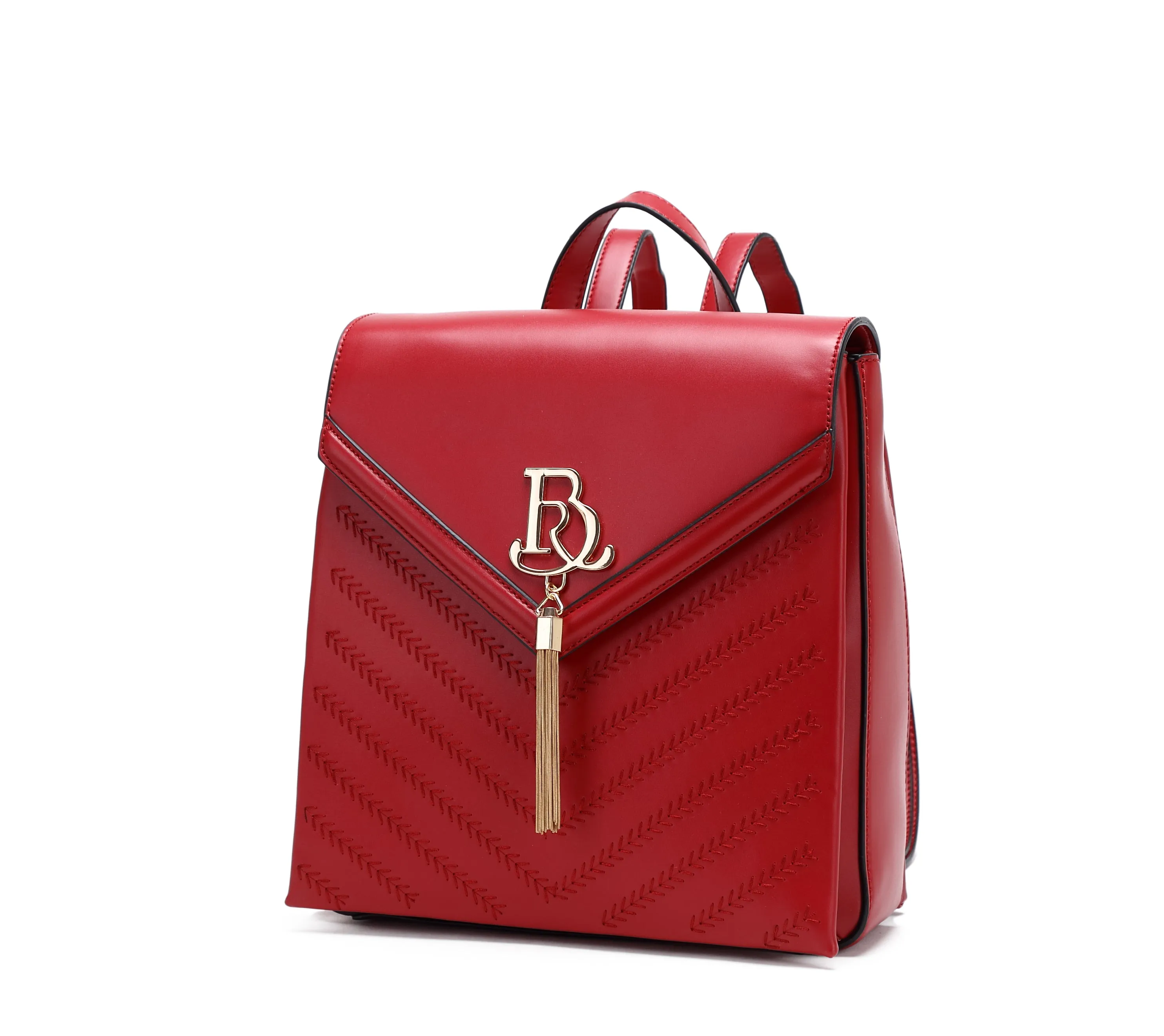 Brangio Elegant Embossed Backpack with Tassel Charm Refined Weekend