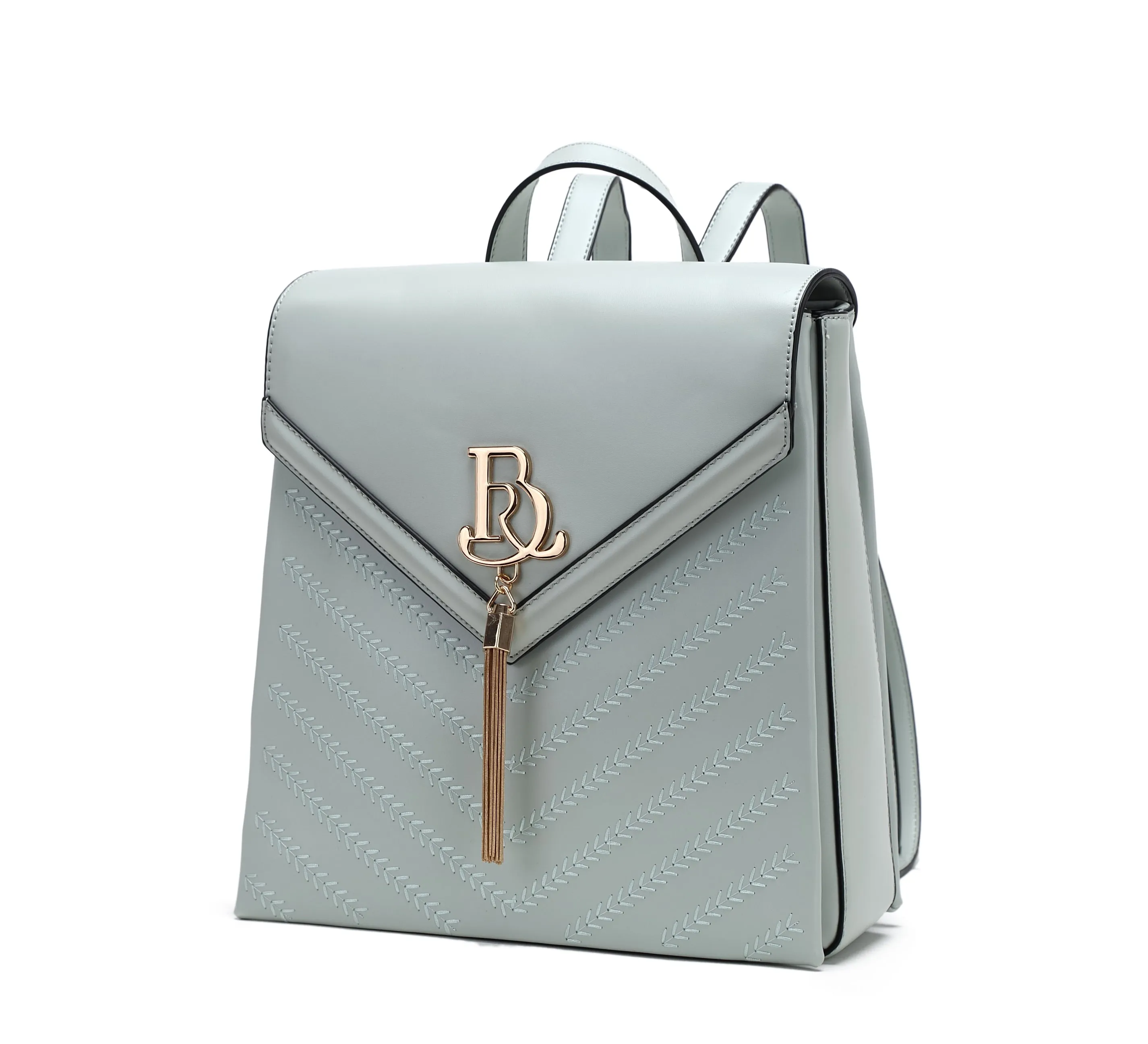 Effortless Fashion Brangio Elegant Embossed Backpack with Tassel Charm