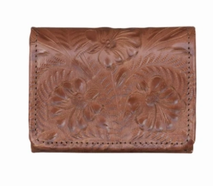 American West Tooled Collection: Leather Tri-Fold Wallet Daily Essential