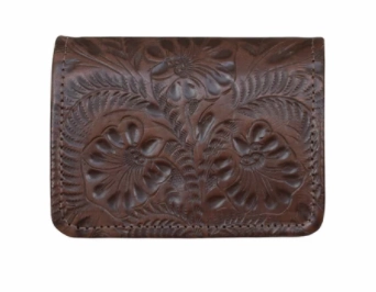 American West Tooled Collection: Leather Tri-Fold Wallet Versatile Use Workday Function