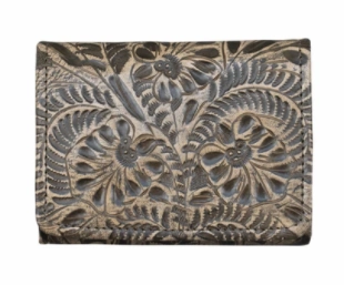 American West Tooled Collection: Leather Tri-Fold Wallet Sleek Utility Casual Lifestyle