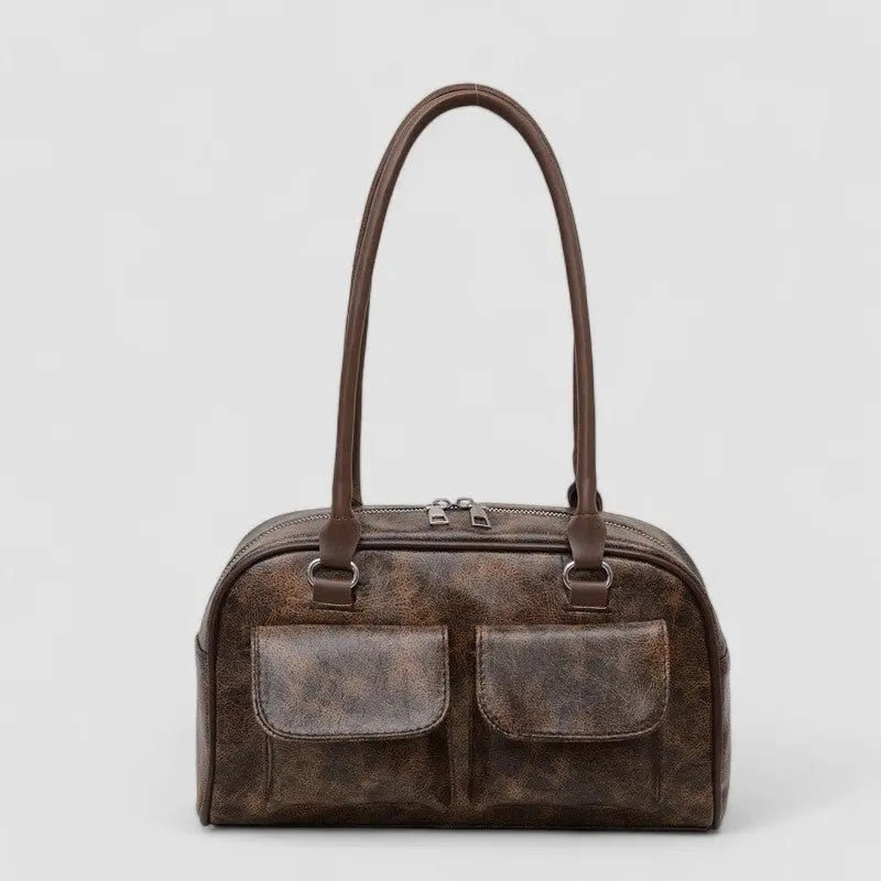 Elegant Shape Ava | Vintage Black Leather Shoulder Bag ?C Timeless & Practical