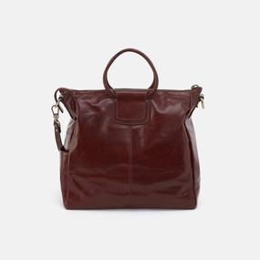 Hobo Sheila Large Satchel In Polished Leather in Chocolate Artistic expression Vegan Leather