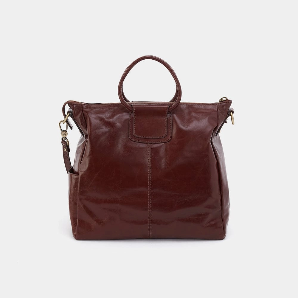 Casual Outfit Hobo Sheila Large Satchel In Polished Leather in Chocolate