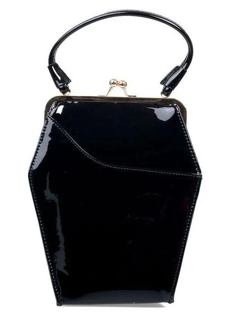 To Die For Coffin Handbag in Patent Vinyl Functional Look